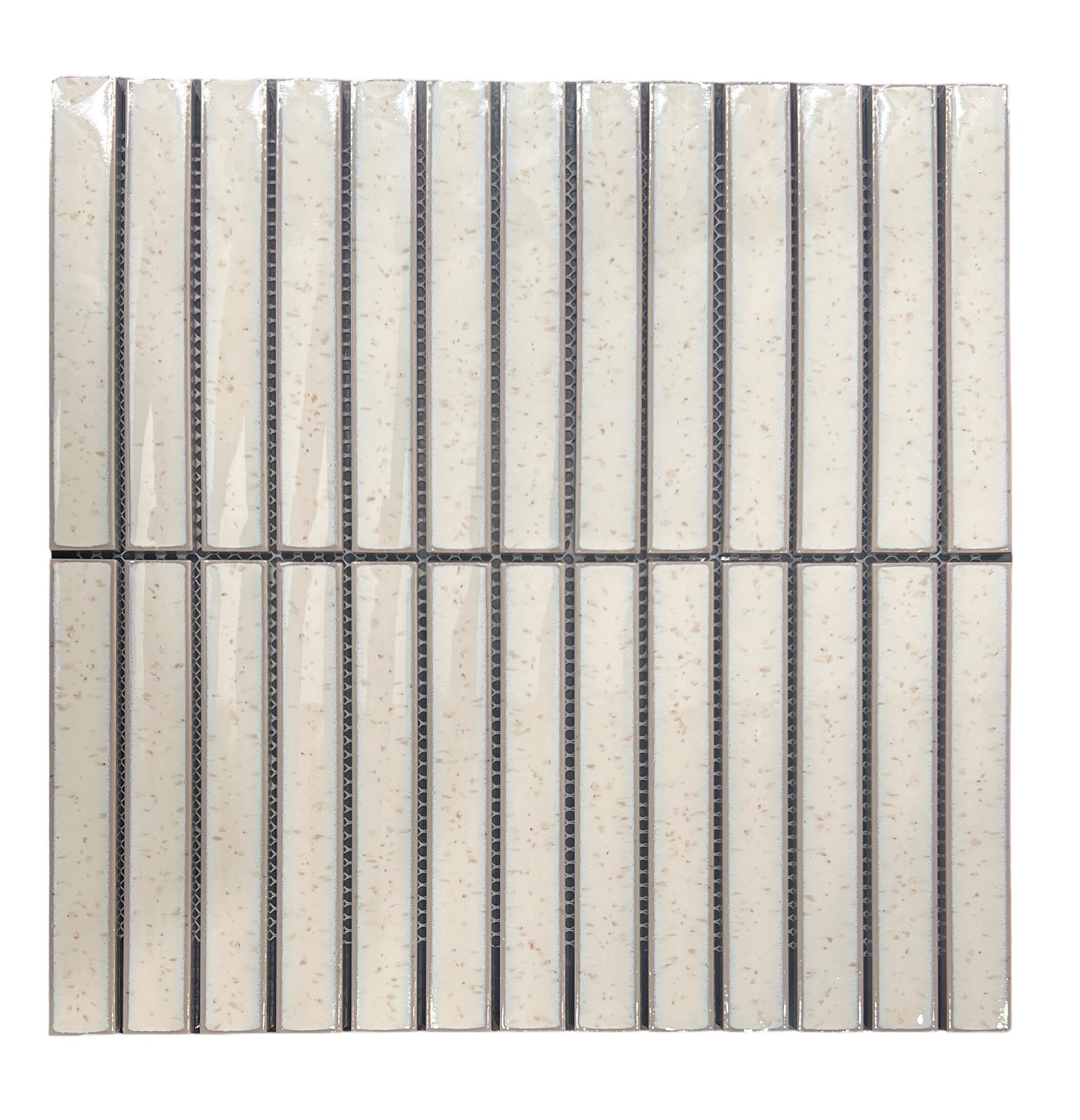 Concave Warm White Speckled Gloss Tile Design in Australia